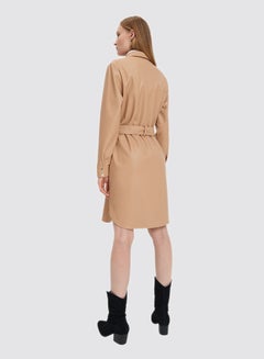 Mohito Faux Leather Belted Dress Beige  - Image 5