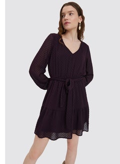 Mohito Plumeti Belted Dress Dark Violet  - Image 2