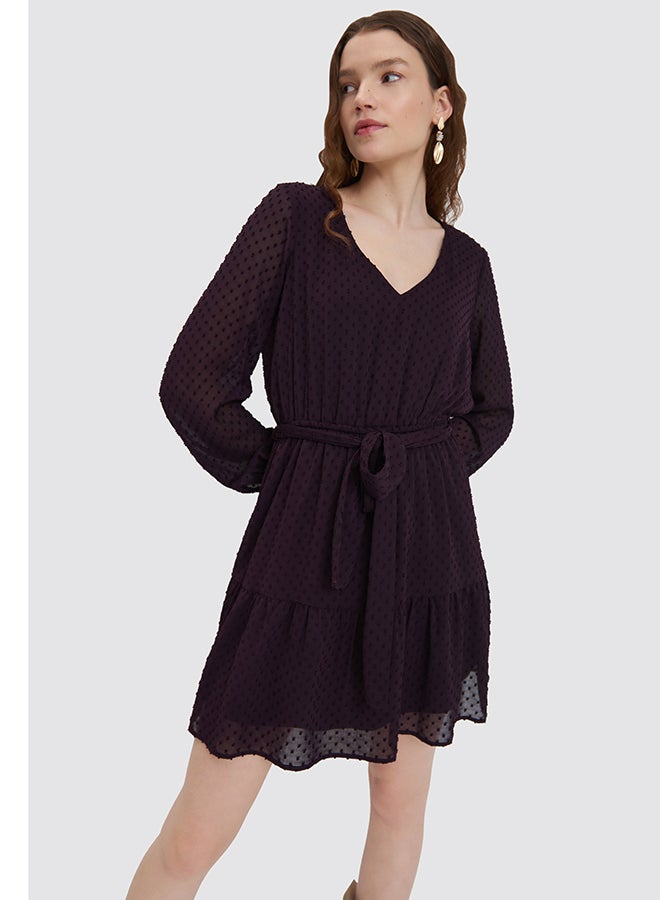 Mohito - Plumeti Belted Dress Dark Violet - Image 1