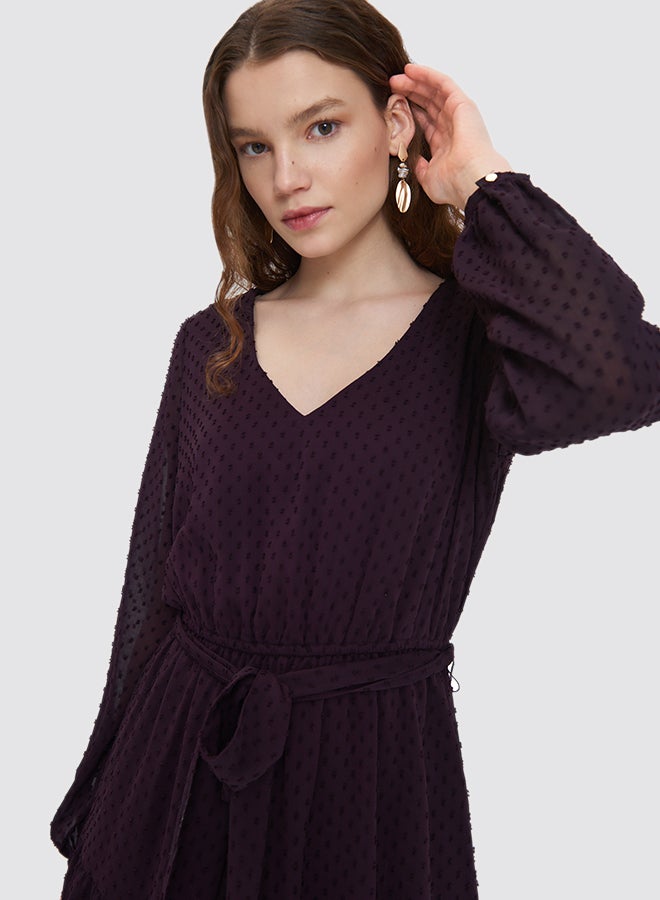 Mohito - Plumeti Belted Dress Dark Violet - Image 1