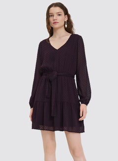 Mohito Plumeti Belted Dress Dark Violet  - Image 4
