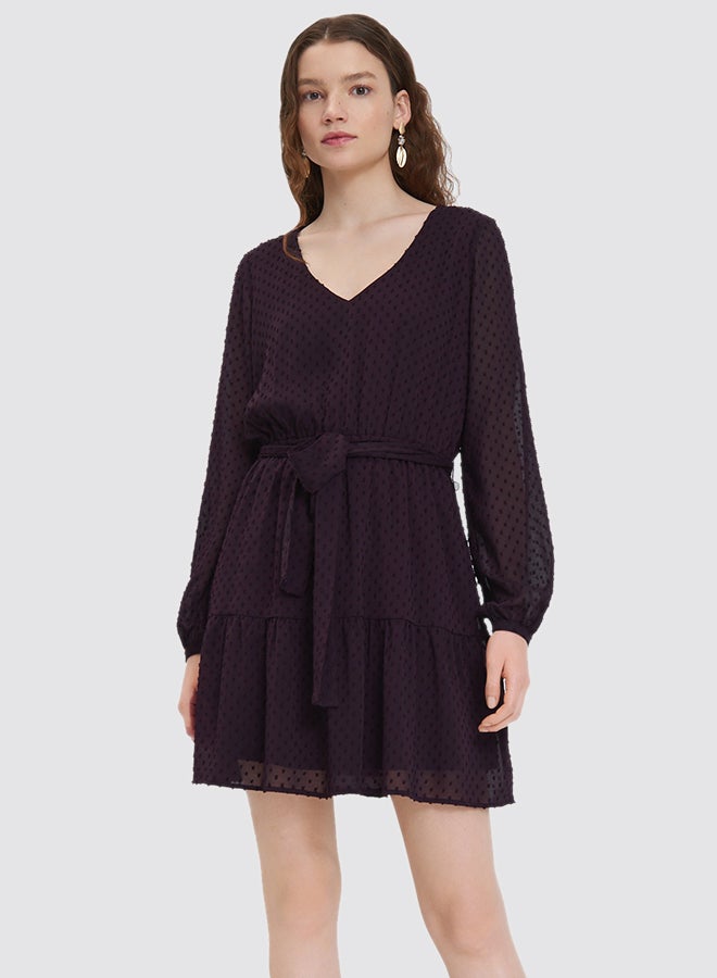 Mohito - Plumeti Belted Dress Dark Violet - Image 1