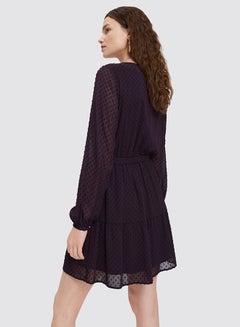 Mohito Plumeti Belted Dress Dark Violet  - Image 5