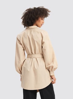 Mohito Belted Longline Shirt Beige  - Image 5