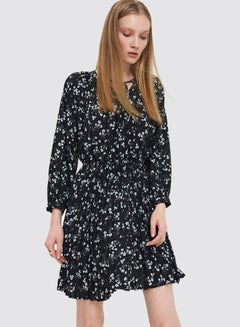 Mohito Floral Print Pleated Dress Black  - Image 1