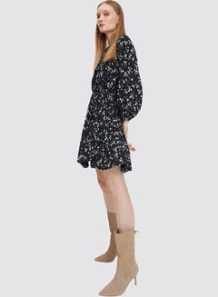 Mohito Floral Print Pleated Dress Black  - Image 2