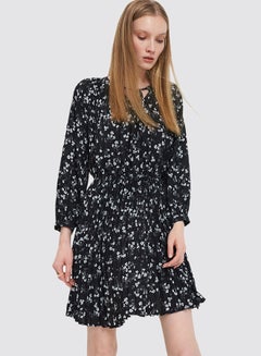 Mohito Floral Print Pleated Dress Black  - Image 4
