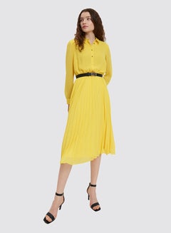 Mohito Pleated Shirt Dress Yellow  - Image 2