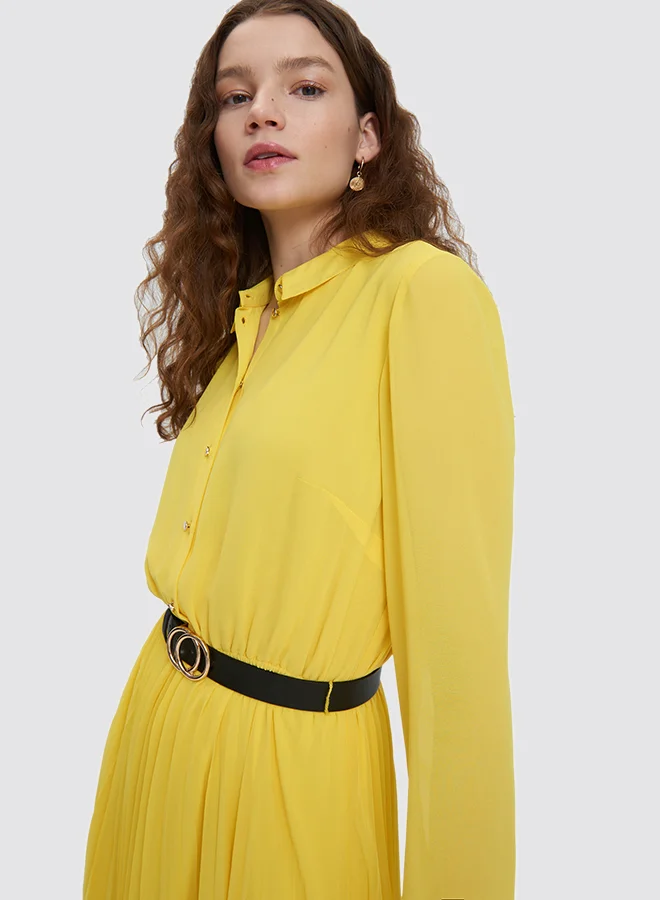 موهيتو Pleated Chiffon Dress أصفر