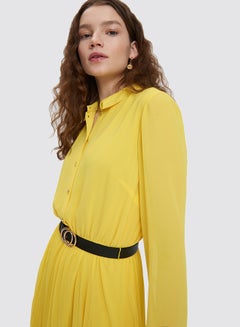 Mohito Pleated Shirt Dress Yellow  - Image 3
