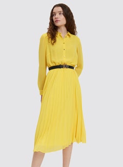Mohito Pleated Shirt Dress Yellow  - Image 4
