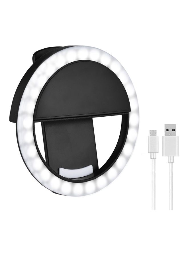 حلقة إضاءة LED صغيرة ومحمولة لالتقاط صور السيلفي أسود - Image 1