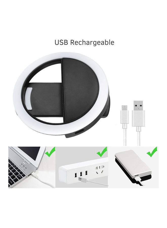 حلقة إضاءة LED صغيرة ومحمولة لالتقاط صور السيلفي أسود - Image 2