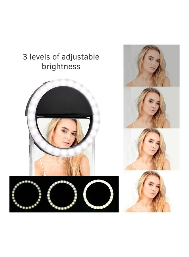 حلقة إضاءة LED صغيرة ومحمولة لالتقاط صور السيلفي أسود - Image 5