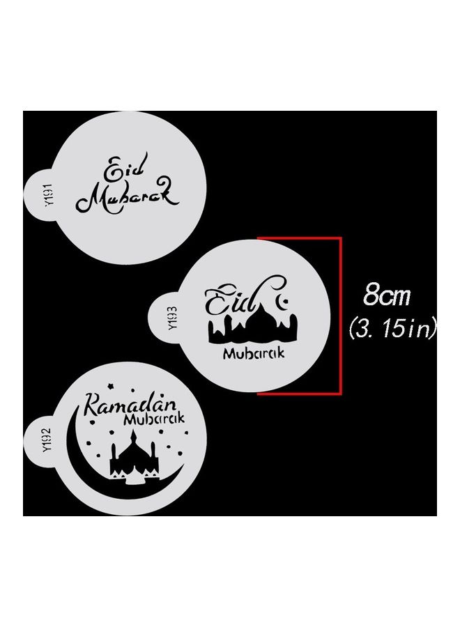 3-Piece Eid Ramadan Pattern Cake Spraying Tool White 7x7x0.15cm  - Image 2