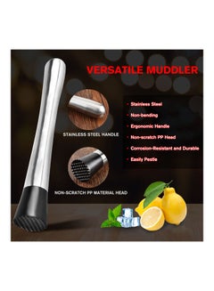 Generic Stainless Steel Cocktail Muddler Silver/Black 20cm  - Image 2