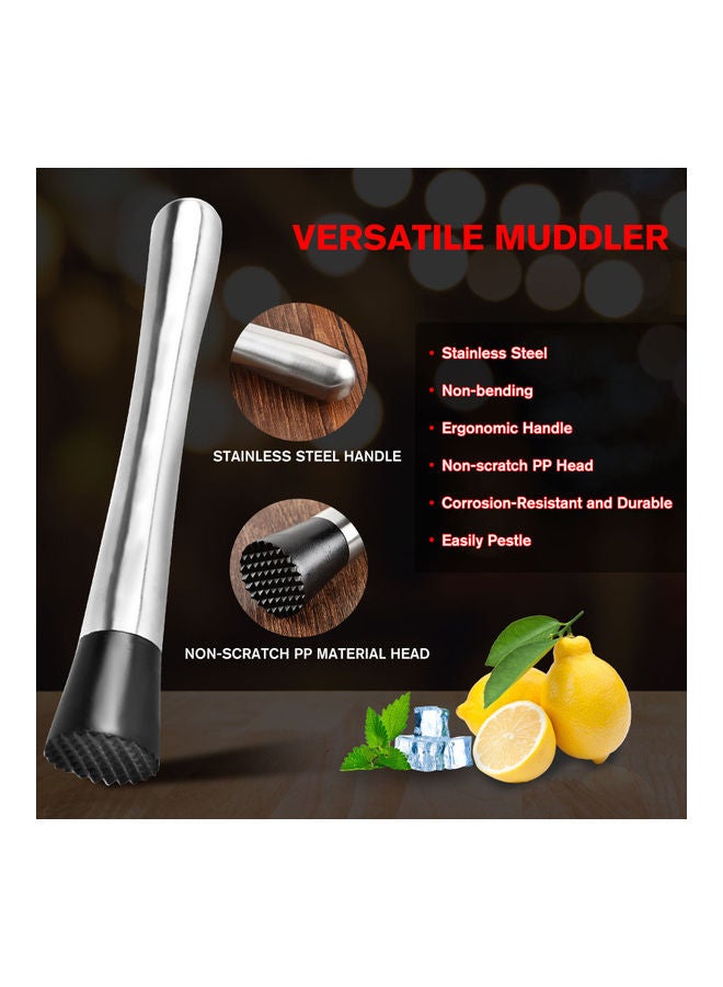 Generic Stainless Steel Cocktail Muddler Silver/Black 20cm  - Image 2