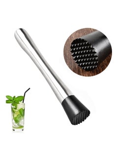 Generic Stainless Steel Cocktail Muddler Silver/Black 20cm  - Image 3