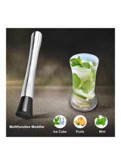 Generic Stainless Steel Cocktail Muddler Silver/Black 20cm  - Image 5