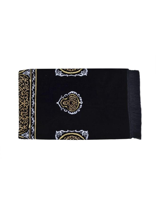 متجر سلام - سجادة صلاة بتصميم ستارة الكعبة أسود/ أصفر - Image 1