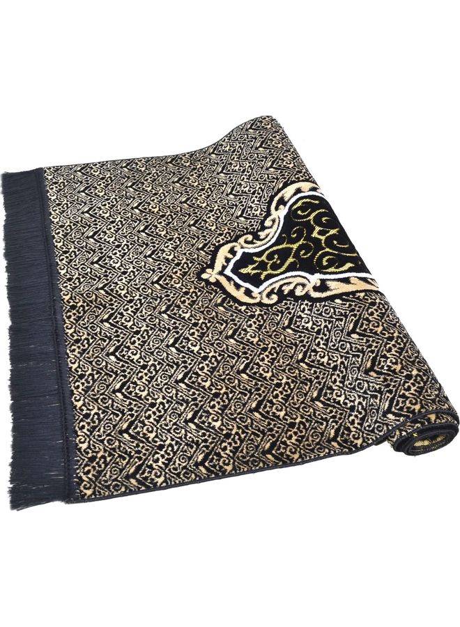 Salam Gifts - Prayer Carpet With Shape Of The Stone Of Alkaaba Black/Gold - Image 1