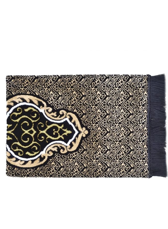 Salam Gifts - Prayer Carpet With Shape Of The Stone Of Alkaaba Black/Gold - Image 1
