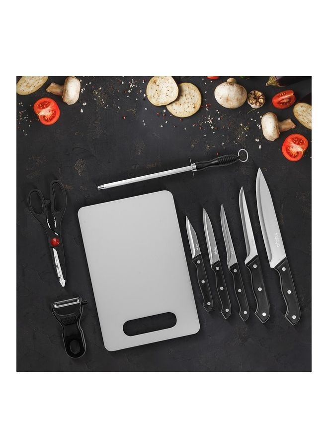 Insiya 9-Piece Superior Kitchen Knife Set Silver 3.8x19.2cm - Image 3