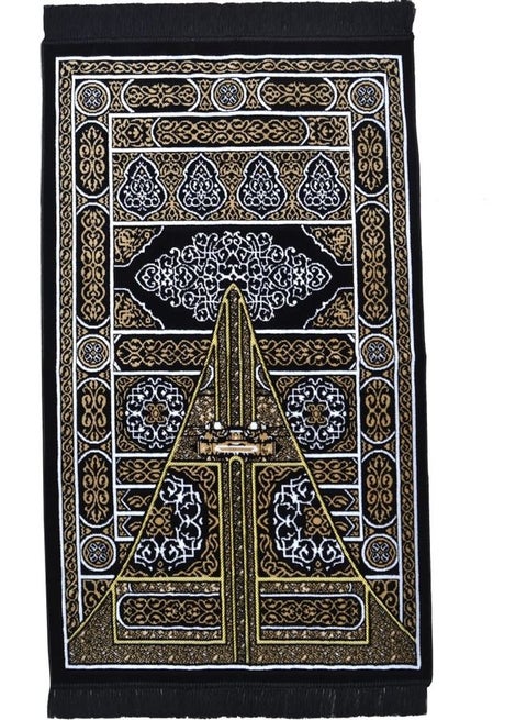 Prayer Carpet With Shape Of The Kaaba Door Black/Silver/Gold