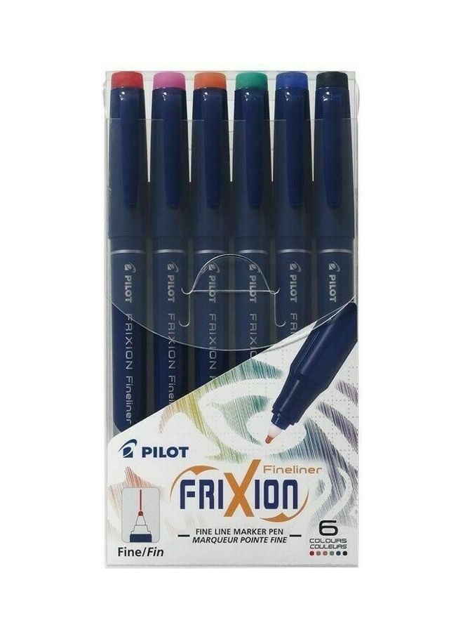 PILOT 6-Piece Frixion Fineliner Marker Pen Set Multicolour - Image 1