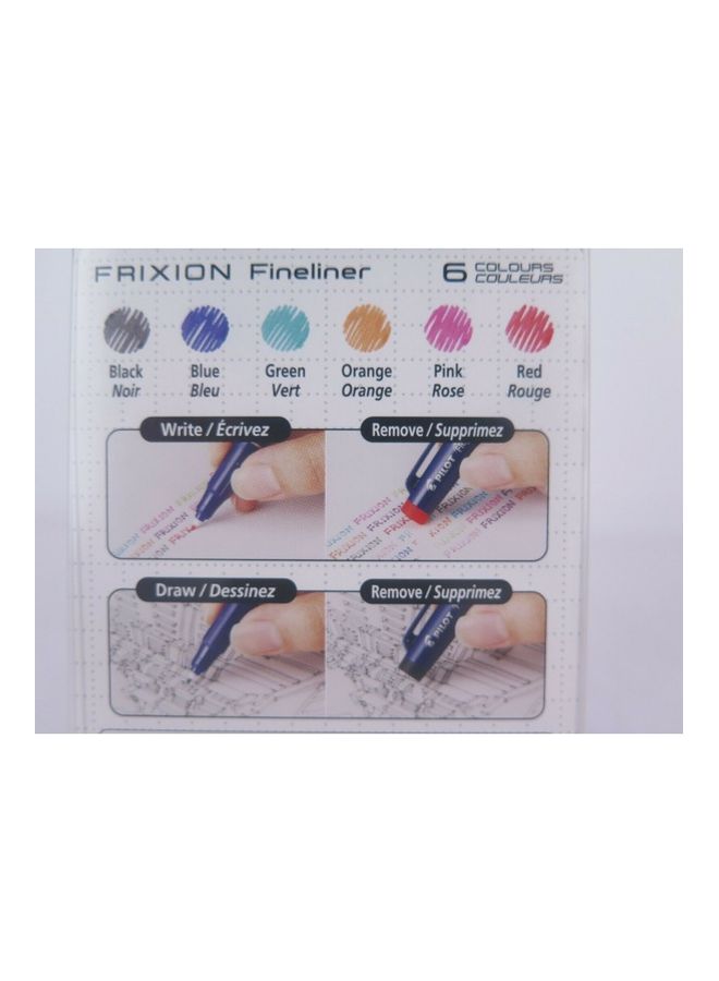 PILOT 6-Piece Frixion Fineliner Marker Pen Set Multicolour - Image 2
