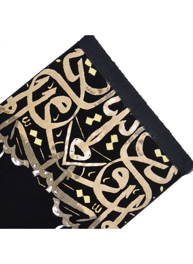متجر سلام سجادة صلاة ناعمة أسود/ذهبي  - Image 2