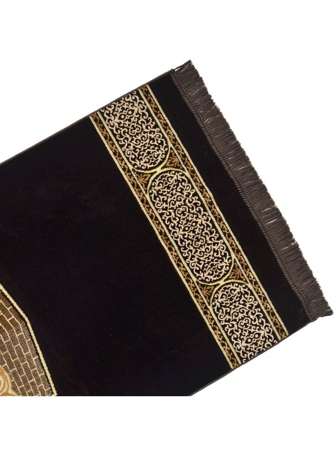 متجر سلام - سجادة صلاة بتصميم الكعبة أسود/بني/ذهبي - Image 1