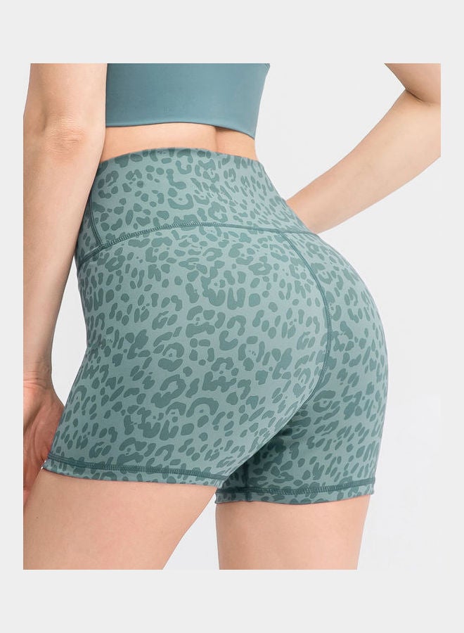 Solid Shorts Green Leopard  - Image 3