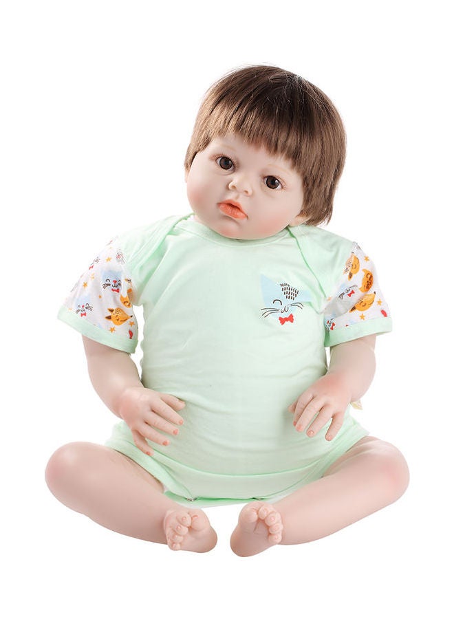 Cat Print Short Sleeve Summer Playsuit Green  - Image 1