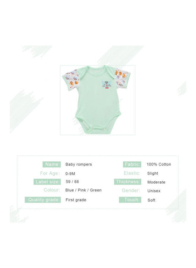 Cat Print Short Sleeve Summer Playsuit Green  - Image 5
