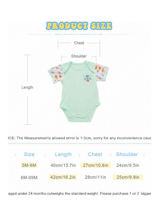 Cat Print Short Sleeve Summer Playsuit Green  - Image 4