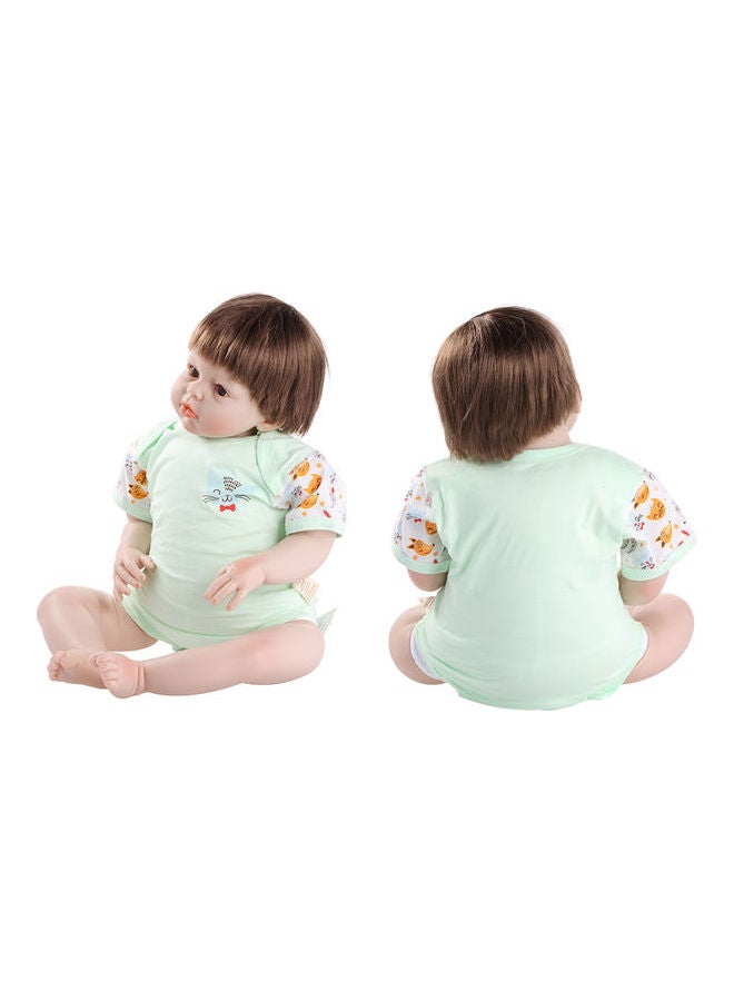 Cat Print Short Sleeve Summer Playsuit Green  - Image 2