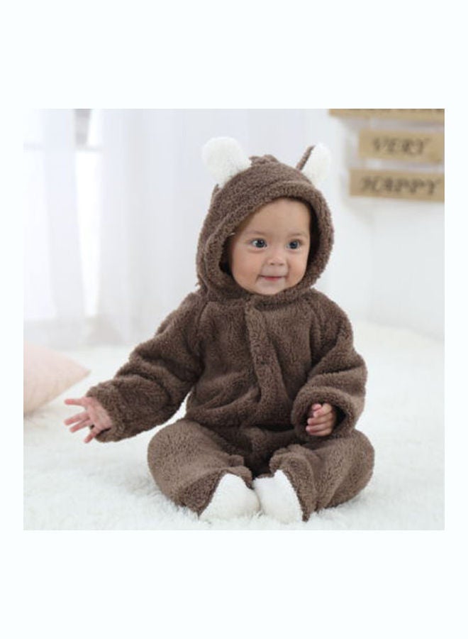 Generic - Long Sleeve Hooded Climbing Romper Suits Brown - Image 1