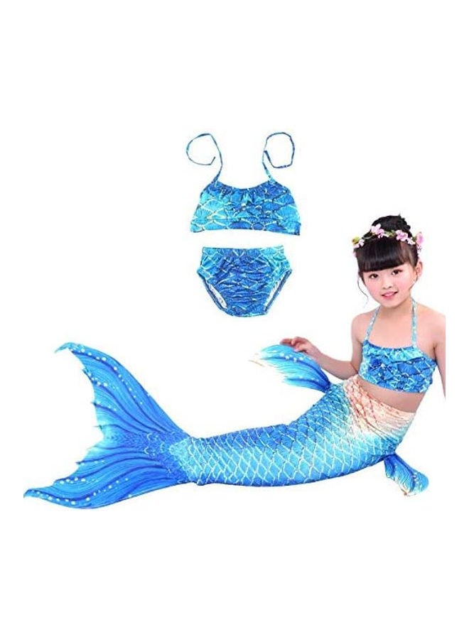 3-Piece Little Mermaid Tail Cosplay Costume Bikini Swimsuit Set Blue/Beige - v1617883722/N45788703V_1