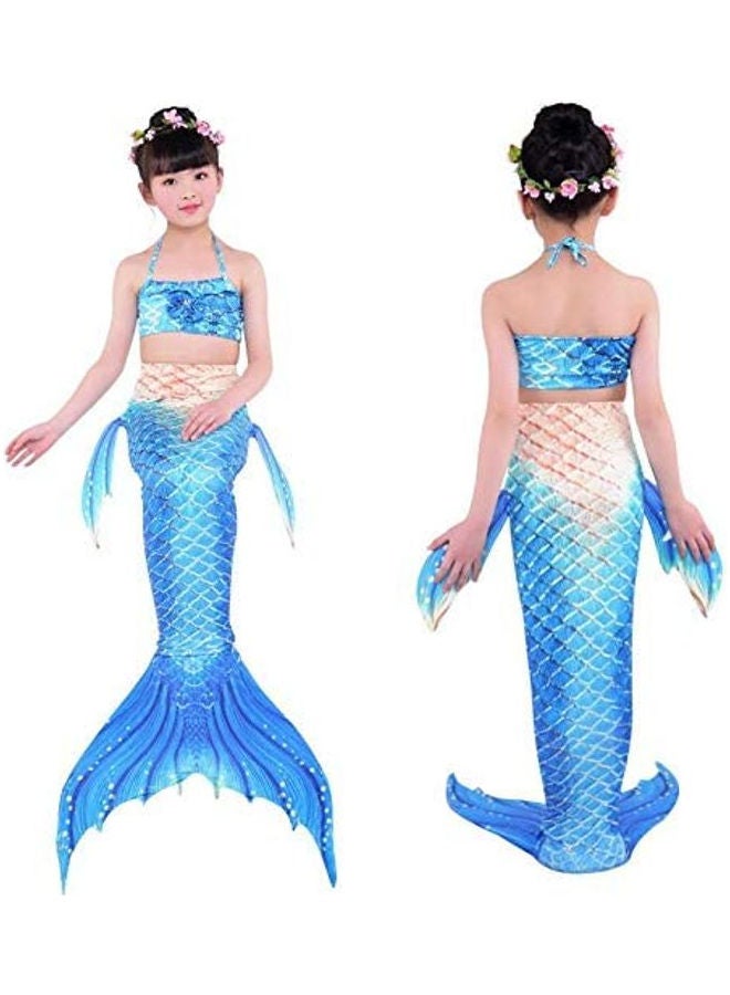 3-Piece Little Mermaid Tail Cosplay Costume Bikini Swimsuit Set Blue/Beige - v1617883722/N45788703V_2