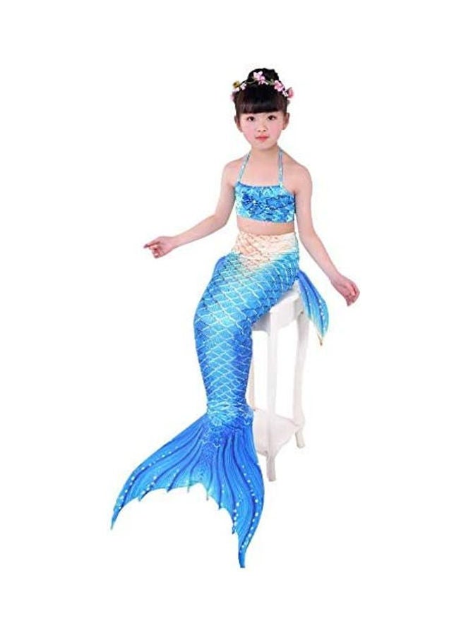 3-Piece Little Mermaid Tail Cosplay Costume Bikini Swimsuit Set Blue/Beige - v1617883722/N45788703V_4