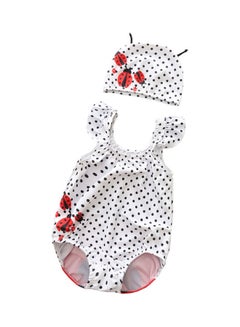 Cartoon Quick Dry Rash Guard Swimwear With Cap White
