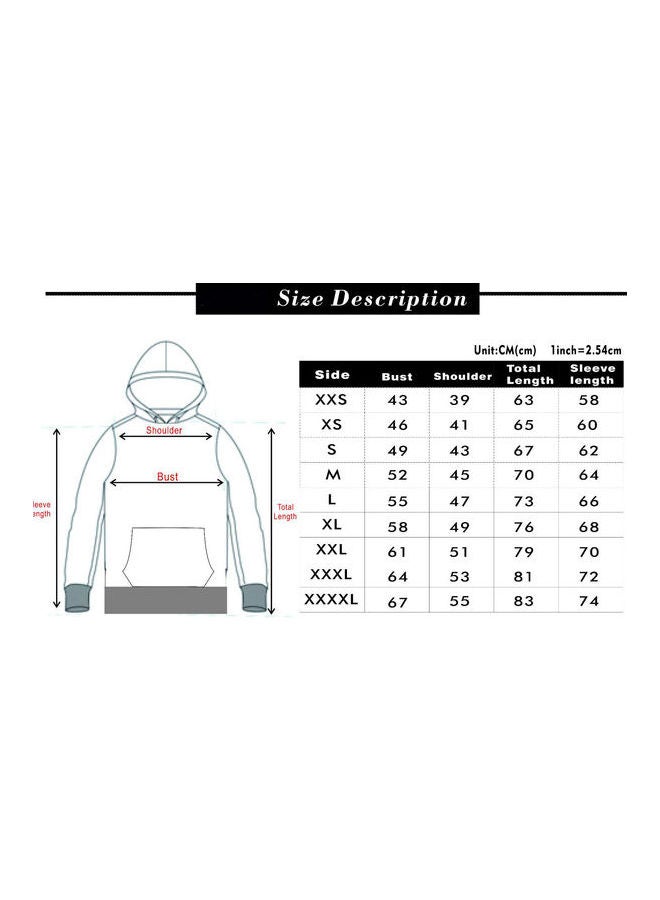 Printed Long Sleeves Hoodie Black/White  - Image 2