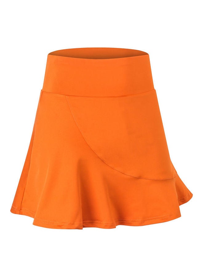 Generic - Solid Pattern Ruffled Sport Skirt Orange - Image 1