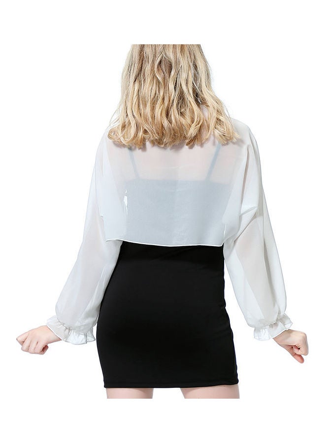 شال مريح بأكمام من رغلان "Raglan" . أبيض - Image 2