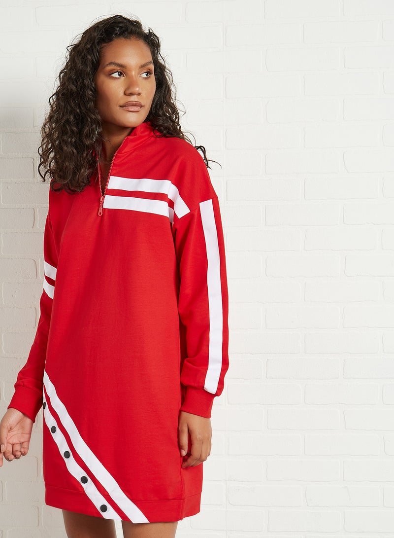 trendyol - Striped Pattern Dress Red - Image 1