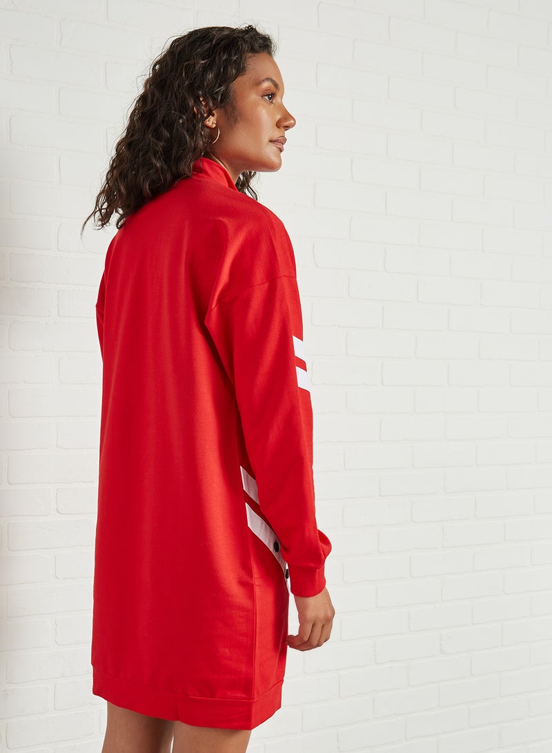 trendyol - Striped Pattern Dress Red - Image 1