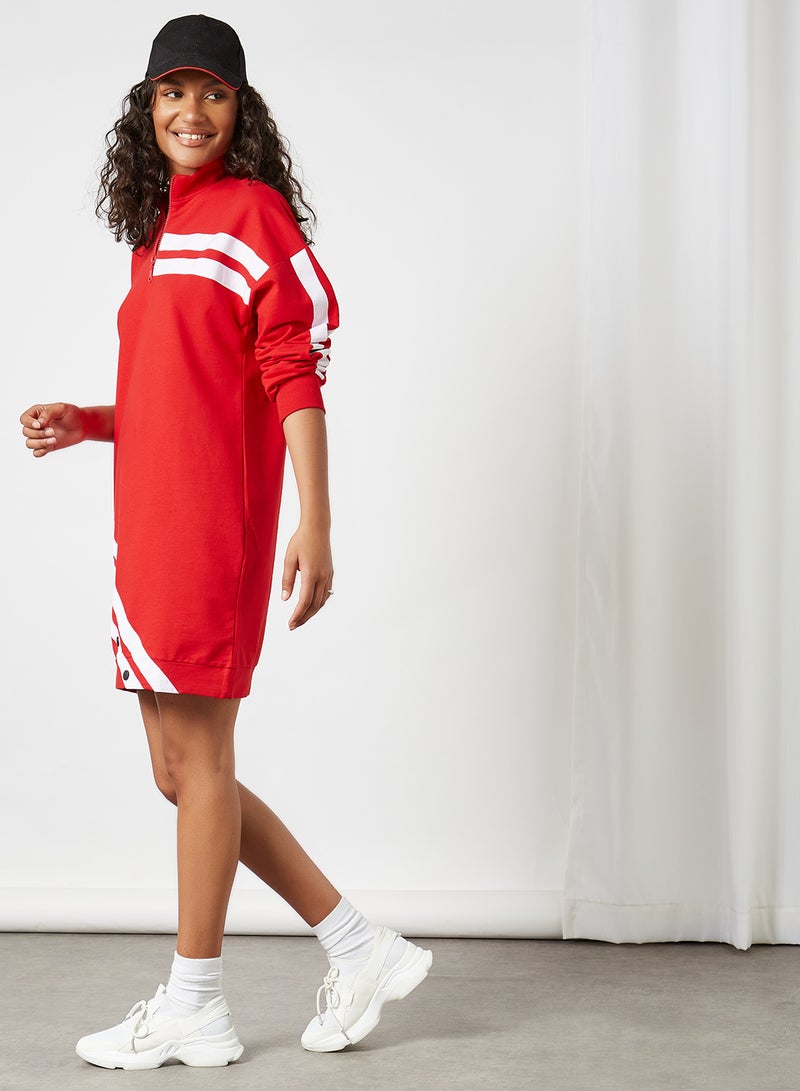 trendyol - Striped Pattern Dress Red - Image 1