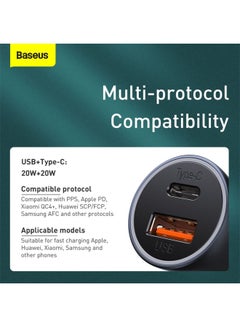 Baseus Fast Car Charger Adapter 40W Dual USB Quick Charge QC 3.0 and PD Fast Charging Car Plug for iPhone 15 Pro Max/15 Pro/15 Plus/14/13 Pro Max/12/11, iPad Pro/mini 6,Samsung S23/S22, Huawei Mate20,Etc Dark Grey  - Image 3