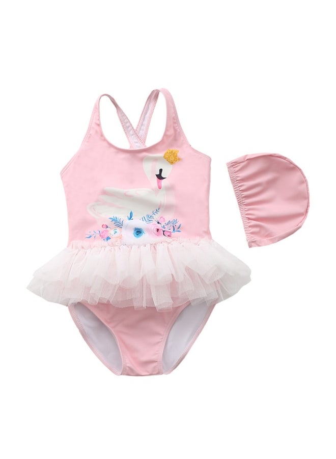 XiuWoo Girl's Cute Swimwear with Cap 